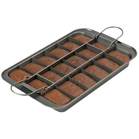 23 x 33 cm 9 x 13 Kitchen Craft Chicago Metallic Professional Non-Stick Brownie Tin with Dividers and Loose Base