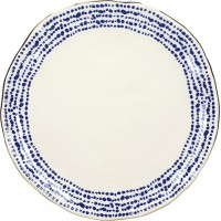 Mikasa Azores Stoneware Speckle-Patterned Dinner Plate 27.5 cm - Hammered Stoneware/Gold Rimmed  - (Sold Per Piece)