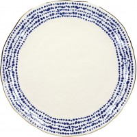 Mikasa Azores Stoneware Speckle-Patterned Dinner Plate 27.5 cm - Hammered Stoneware/Gold Rimmed  - (Sold Per Piece)