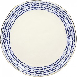 Mikasa Azores Stoneware Speckle-Patterned Dinner Plate 27.5 cm - Hammered Stoneware/Gold Rimmed  - (Sold Per Piece)