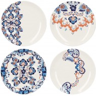 Victoria And Albert Rococo Silk Side Plates with Printed Design- Set of 4 - Fine China