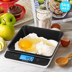 Duronic Kitchen Scale 5 KG / 11 LB Black Portable Design Digital Display Tray/Bowl Kitchen Scale (Black) Capacity: 5kg / 11lb
