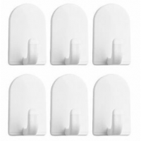 InterDesign White Plastic Hook With Self Adhesive Backing - Pack of 6