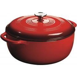 Lodge 7 Liters Enameled Cast Iron Dutch Oven. Extra Large Dutch Oven (Island Spice Red)