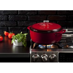 Lodge 7 Liters Enameled Cast Iron Dutch Oven. Extra Large Dutch Oven (Island Spice Red)