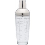 BarCraft Easy Glass Cocktail Shaker with Printed Recipes, 700 ml