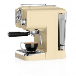 Swan Retro Pump Espresso Coffee Machine, 15 Bars of Pressure, Cream