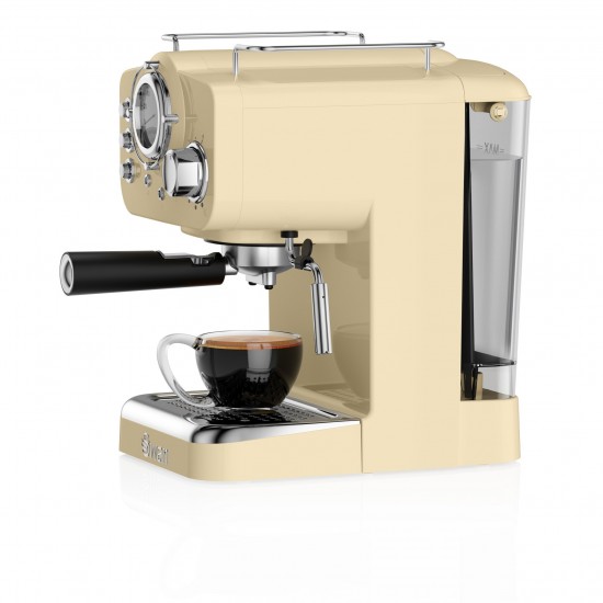 Retro Pump Espresso Coffee Machine Swan SK22110CN 15 Bars of Pressure Cream 