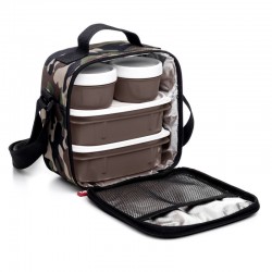 Tatay Camouflage Urban Food Kit - 5 - Piece Set + Insulated Thermo Bag - Microwave & Fridge Safe & 4 BPA Free Containers