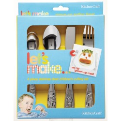 Kitchen Craft Childrens 4-Piece Cutlery Set - Novelty Durable Stainless Steel