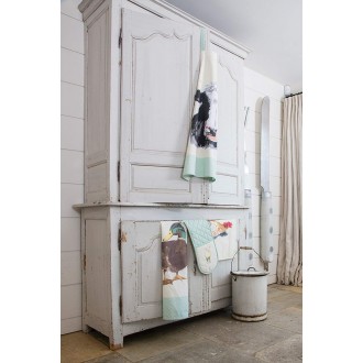 Kitchen Craft 'Farmyard Animals' Adjustable 100% Cotton Printed Cooking Apron - Cream / Sage Green
