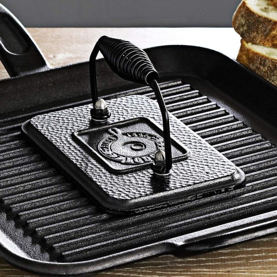 Round Seasoned Cast Iron Grill Press