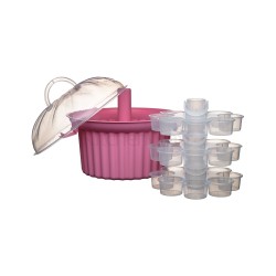 Sweetly Does It Cupcake Carrier with Novelty Cake Shaped Caddy, 3 Tier, Plastic - Pink