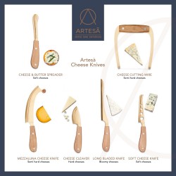 Artesà Luxury Stainless Steel Brie Knife with Acacia Wooden Handle & Brass Finish, 32 cm (12.5")