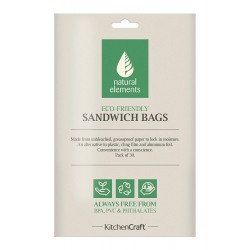 Natural Elements Greaseproof Paper Lunch Bags / Sandwich Bags, 15 x 25 cm, Pack of 30