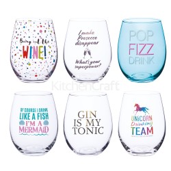 Bar Craft Stemless Wine Glass - Assorted Designs  (sold per piece), 500ml