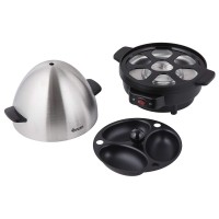Swan 7 Egg Boiler and Poacher, Featuring 3 Cook Settings, 350 watts, Black/Stainless Steel