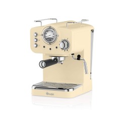 Swan Retro Pump Espresso Coffee Machine, 15 Bars of Pressure, Cream