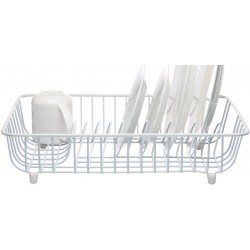 Kitchen Craft Anti-Rust Plastic-Coated Metal Dish Drainer Rack, 45 x 37 cm (17.5" x 14.5") - White