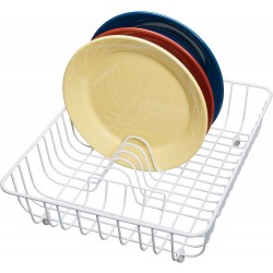 Kitchen Craft Anti-Rust Plastic-Coated Metal Dish Drainer Rack, 45 x 37 cm (17.5" x 14.5") - White