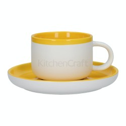 La Cafetiere Barcelona Tea Cup and Saucer Set 250ml - Mustard 