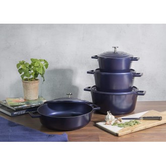Master Class Lightweight Casserole Dish with Lid, Cast Aluminium - Metallic Blue