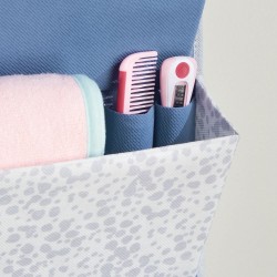 InterDesign Over The Door Fabric Hanging Closet Shelf Organizer Hooks Included, 4 Pockets - Blue