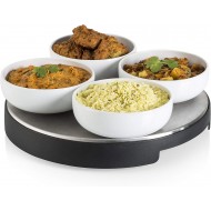 Swan Cordless Heated Lazy Susan, Buffet Server and Food Warming Hot Plate, Stainless Steel, Silver/Black, 1000 Watts