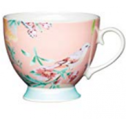 Kitchen Craft Bone China Peach Birds Footed Mug, 400ml