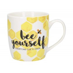 Creative Tops Barrel-Shaped Coffee Mug / Coffee Cup with 'Bee Yourself' Design,  White / Yellow, 390 ml