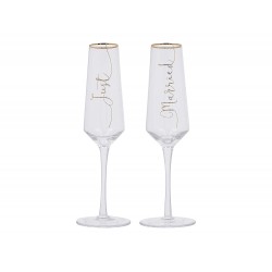 Creative Tops Champagne Flute Wedding Gift Set, Glass, 250 ml (Set of 2 'Just Married' Champagne Glasses)