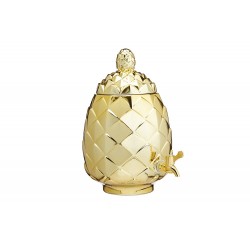 BarCraft Tropical Chic Glass Pineapple Drinks Dispenser, 6 Litres - Metallic Gold Finish