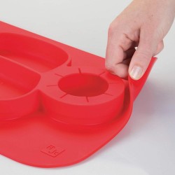 InterDesign Monkey Non-Slip Silicone Suction Divided Placemat Plate for Kids/Baby/Toddlers – Cherry