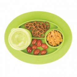 InterDesign Oval Non-Slip Silicone Suction Divided Mini Placemat Plate for Kids/Baby/Toddlers – Lime