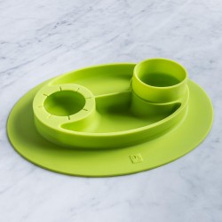 InterDesign Oval Non-Slip Silicone Suction Divided Mini Placemat Plate for Kids/Baby/Toddlers – Lime