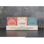 Candlelight Morocco Set of 3 Mini Votive Candles, Moroccan Red Cinnamon Scent, Gift Boxed