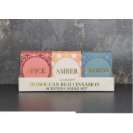 Candlelight Morocco Set of 3 Mini Votive Candles, Moroccan Red Cinnamon Scent, Gift Boxed