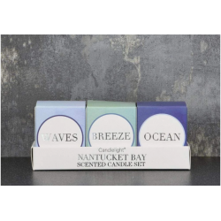 Candlelight Nantucket Bay Set of 3 Mini Votive Candles in Gift Box Seasalt Scent