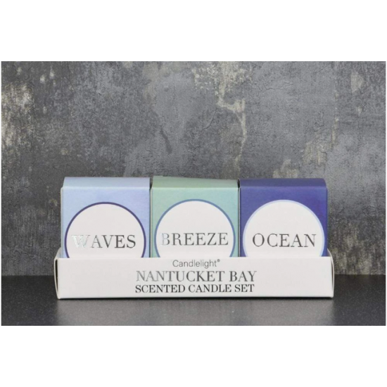 Shop quality Candlelight Nantucket Bay Set of 3 Mini Votive Candles in Gift Box Seasalt Scent in Kenya from vituzote.com Shop in-store or online and get countrywide delivery!