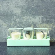 Candlelight Spa Day Revitalise Set of 3 Glass Wax Filled Pots Green Tea Scent