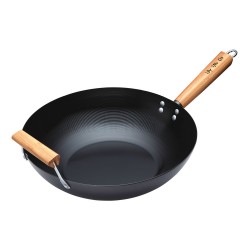 World Of Flavours Oriental Carbon Steel Non-Stick Wok, 35cm/14 inches