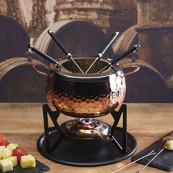 Artesa Fondue Copper Set ( Includes copper finish pot, metal rack, diffuser + 6 Forks + 1Diffuser)