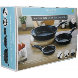 Kitchen Craft Non Stick Frying Pan Set in Gift Box, 28cm, 20cm & 12cm Aluminium Frying Pans