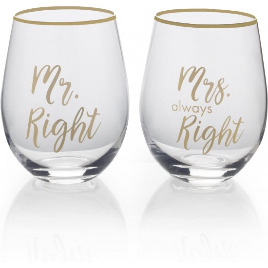 Shop quality Mikasa Stemless Wine Glass Gift Set, 18-Ounce, Mr. Right/Mrs Always Right (Set of 2) in Kenya from vituzote.com Shop in-store or get countrywide delivery!
