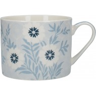 Creative Tops Matley Squat-Shaped Fine China Mug with Printed Decorative Floral Pattern, Blue/White - Gift Boxed, 450 ml