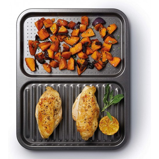 Shop quality Master Class Non-Stick 2-in-1 Divided Crisping Tray / Ridged Baking Tray, 39 x 31 x 1.5 cm, Grey in Kenya from vituzote.com Shop in-store or online and get countrywide delivery!