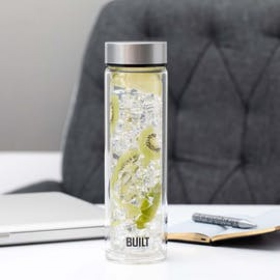 BUILT Tiempo Insulated Glass Water Bottle, Silver, 450ml, BLTGLS450SIL Shop quality BUILT Tiempo Insulated Glass Water Bottle, Silver, 450ml in Kenya from vituzote.com Shop in-store or get countrywide delivery!