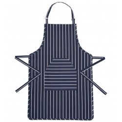 Kitchen Craft Butcher's Stripe Apron with Adjustable Neck Straps-Blue