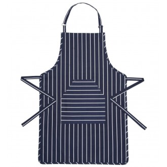 Kitchen Craft Butcher's Stripe Apron with Adjustable Neck Straps-Blue