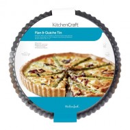 Kitchen Craft Non-Stick Round Fluted Flan Tin / Quiche Pan with Loose Base, 25 cm (10")